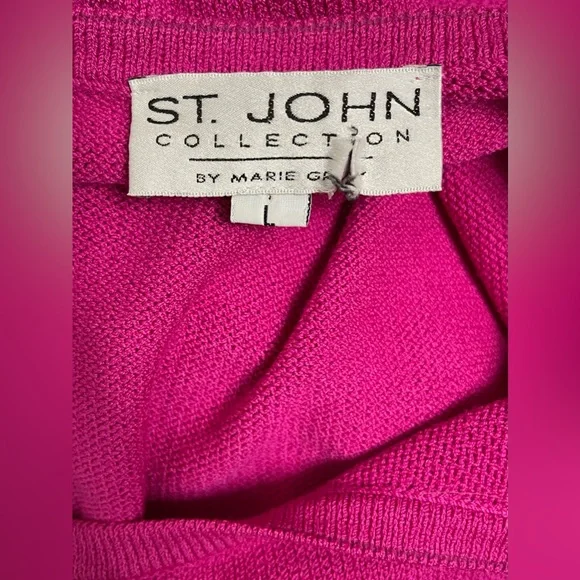 St. John Raspberry Pink 2-Piece Set Knit Sweater & Cardigan Size Large